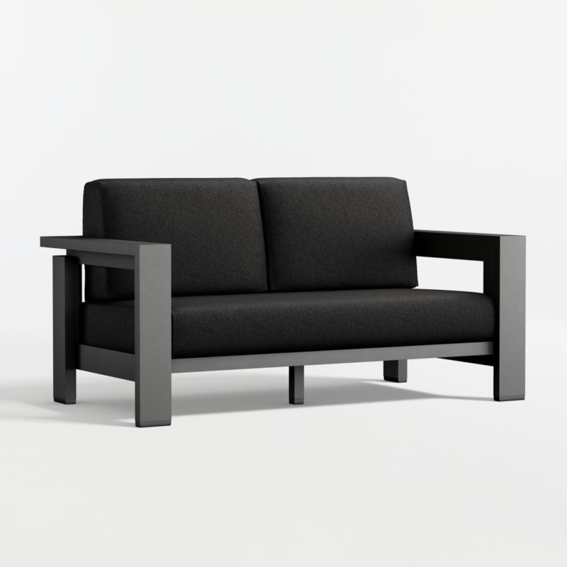 Walker 63" Metal Outdoor Loveseat with Canvas Black Sunbrella ® Cushions - image 12 of 16