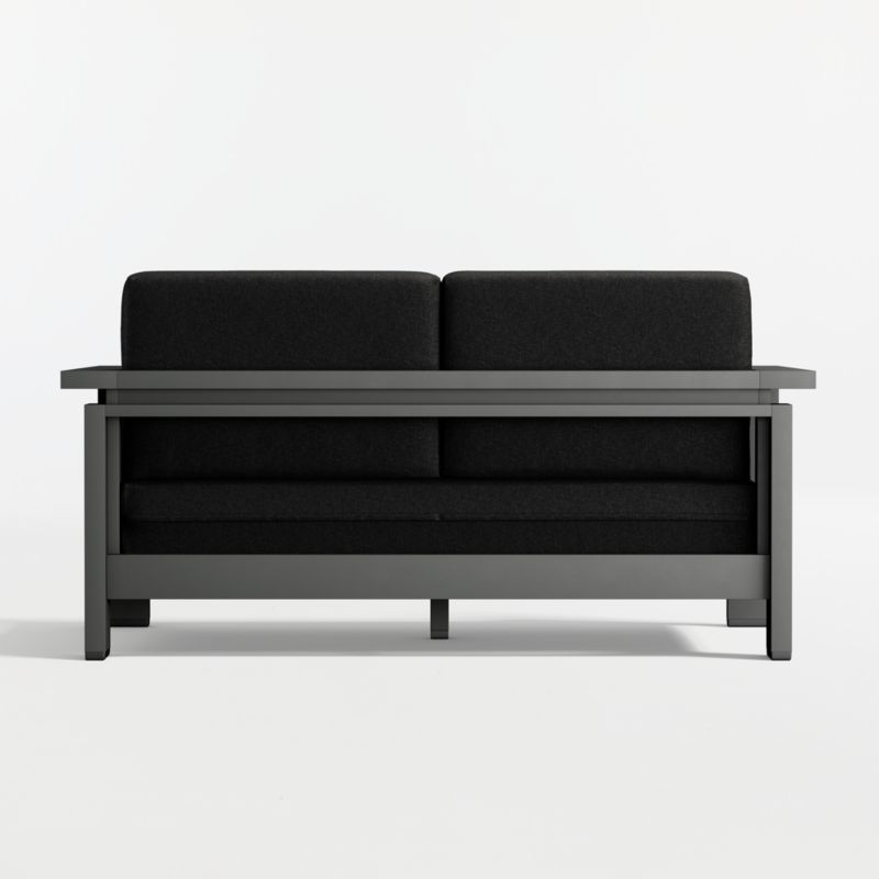 Walker 63" Metal Outdoor Loveseat with Canvas Black Sunbrella ® Cushions - image 14 of 16