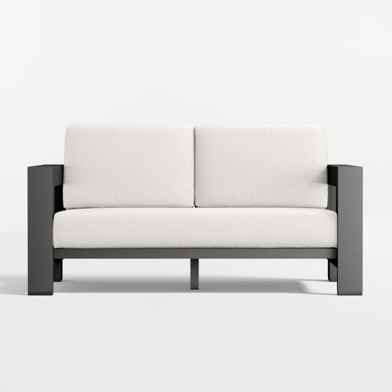 Viewing product image Walker 63" Metal Outdoor Loveseat with Canvas Charcoal Sunbrella ® Cushions - image 1 of 14