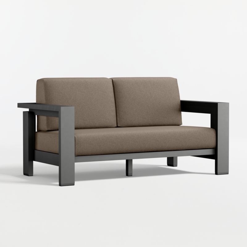 Walker 63" Metal Outdoor Loveseat with Cast Shale Sunbrella ® Cushions - image 12 of 16