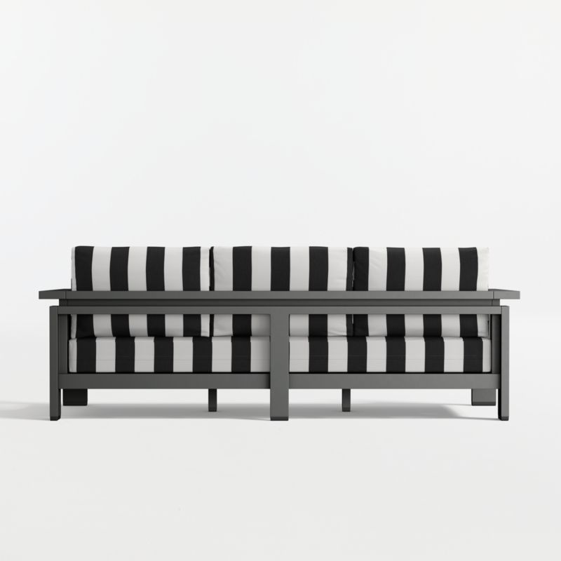 Walker 90" Metal Outdoor Sofa with Black and White Cabana Stripe Sunbrella ® Cushions - image 14 of 16