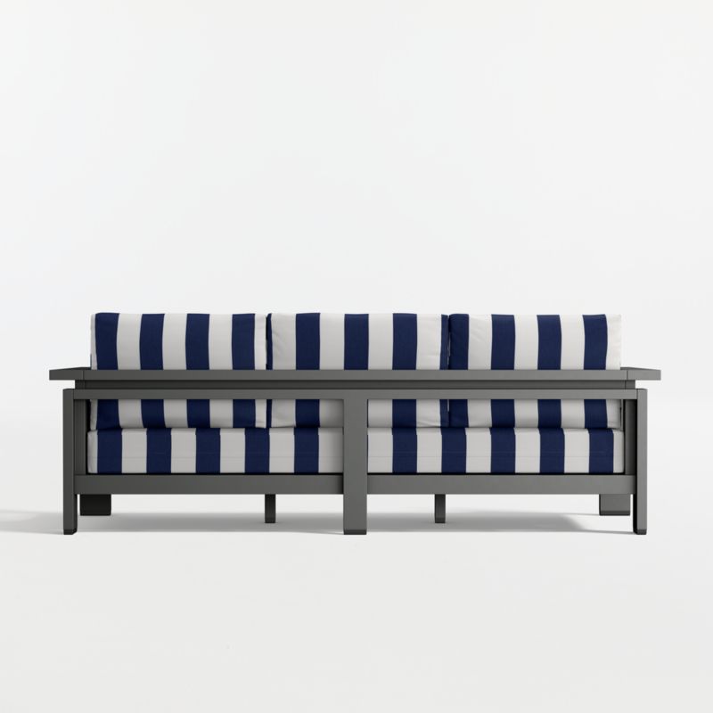 Walker 90" Metal Outdoor Sofa with Navy and White Cabana Stripe Sunbrella ® Cushions - image 14 of 18