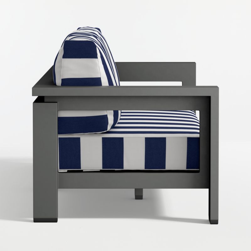 Walker 90" Metal Outdoor Sofa with Navy and White Cabana Stripe Sunbrella ® Cushions - image 13 of 18