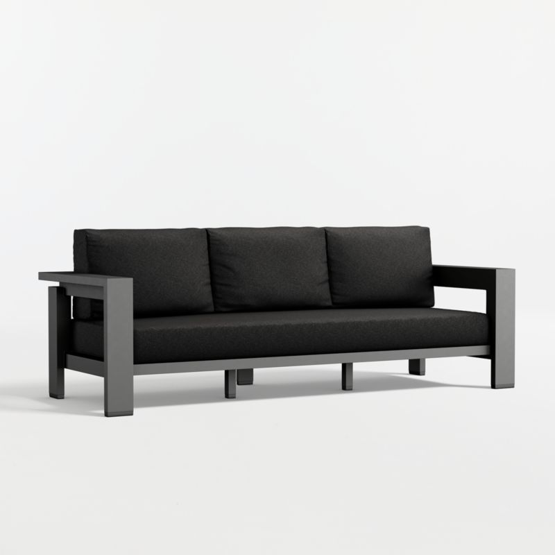 Walker 90" Metal Outdoor Sofa with Canvas Black Sunbrella ® Cushions - image 5 of 9