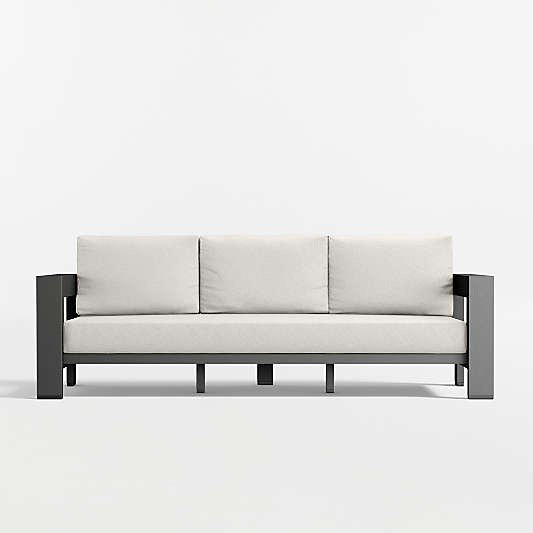 Walker 90" Metal Outdoor Sofa with Canvas Natural Sunbrella ® Cushions