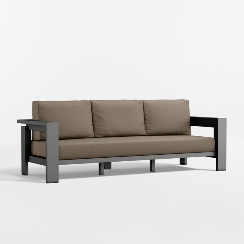 Walker 90" Metal Outdoor Sofa with Cast Shale Sunbrella ® Cushions - image 5 of 9