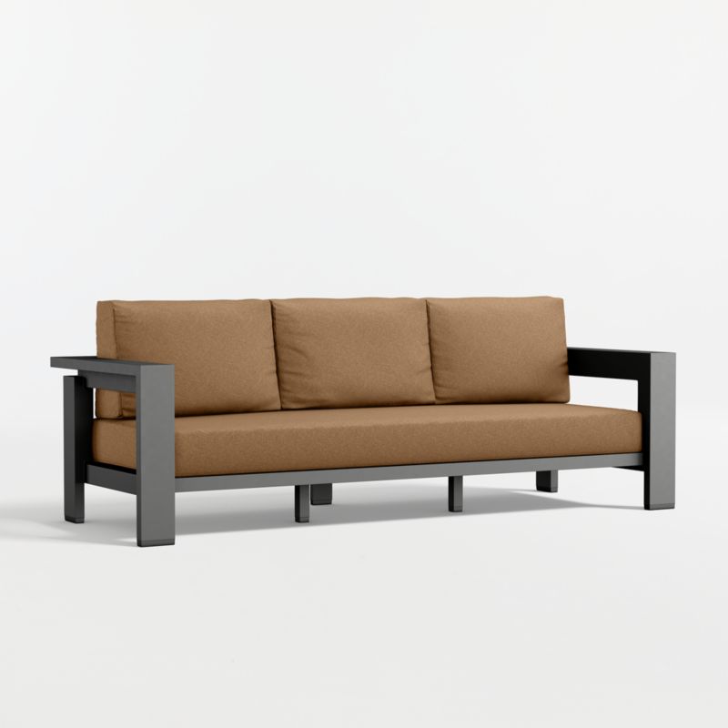 Walker 90" Metal Outdoor Sofa with Cast Teak Sunbrella ® Cushions - image 12 of 16