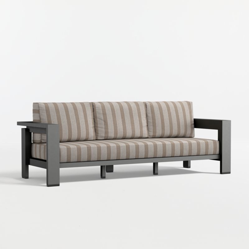 Walker 90" Metal Outdoor Sofa with Range Dune Stripe Sunbrella ® Cushions - image 12 of 15