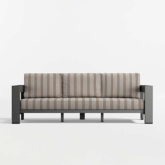 Walker 90" Metal Outdoor Sofa with Canvas Range Dune Stripe Sunbrella ® Cushions