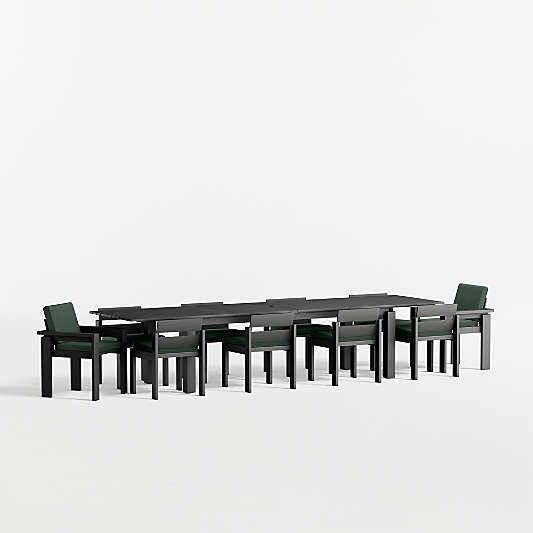 Walker 96"-144" Metal Extendable Outdoor Dining Table Set with Cast Ivy Sunbrella ® Cushions