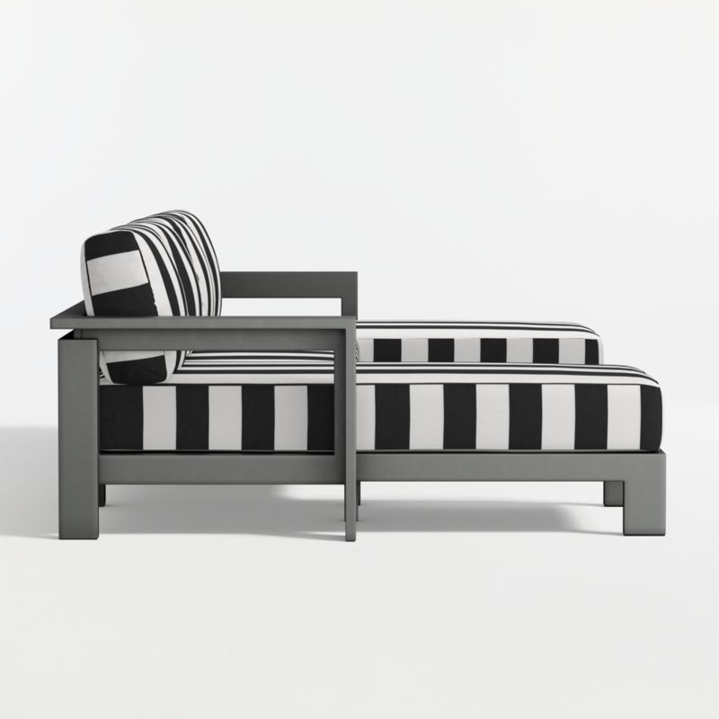 Walker Metal Double-Chaise Outdoor U-Shaped Sectional Sofa with Black and White Cabana Stripe Sunbrella ® Cushions - image 7 of 9