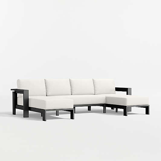 Walker U-Shaped Double-Chaise Metal Outdoor Sectional Sofa with Canvas Canvas Sunbrella ® Cushions