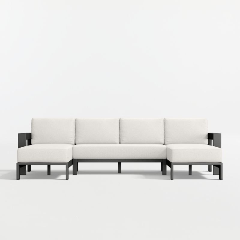 Walker Metal Double-Chaise Outdoor U-Shaped Sectional Sofa with Canvas Canvas Sunbrella ® Cushions