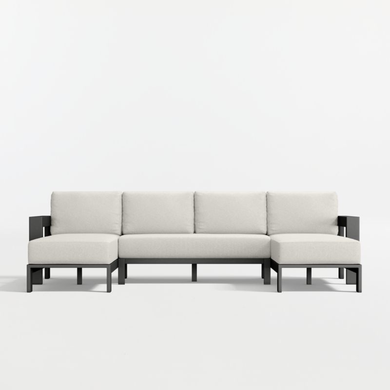 Walker Metal Double-Chaise Outdoor U-Shaped Sectional Sofa with Canvas Natural Sunbrella ® Cushions - image 6 of 9