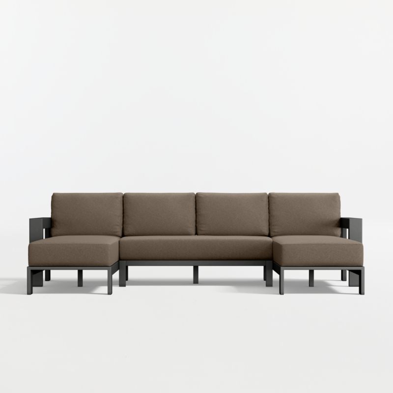 Walker Metal Double-Chaise Outdoor U-Shaped Sectional Sofa with Cast Shale Sunbrella ® Cushions - image 6 of 9