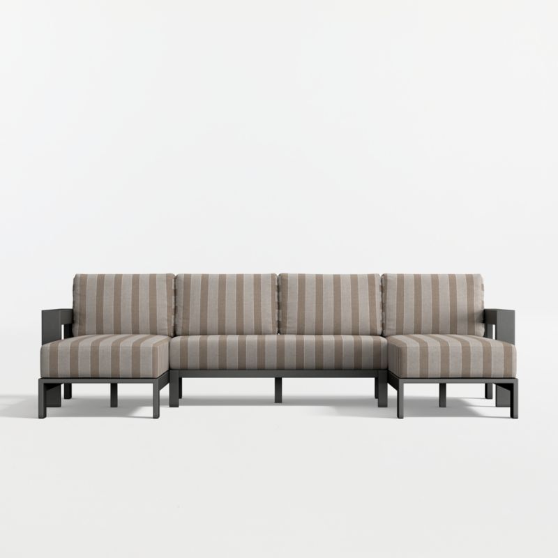 Walker Metal Double-Chaise Outdoor U-Shaped Sectional Sofa with Range Dune Stripe Sunbrella ® Cushions - image 6 of 8
