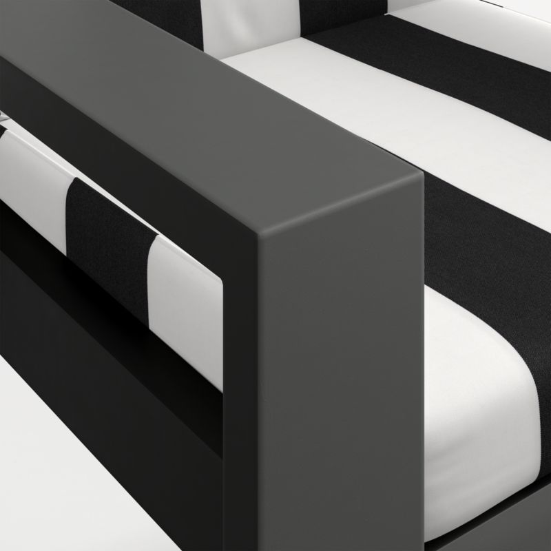 Walker Metal Outdoor Dining Armchair with Black and White Cabana Stripe Sunbrella ® Cushions - image 10 of 10