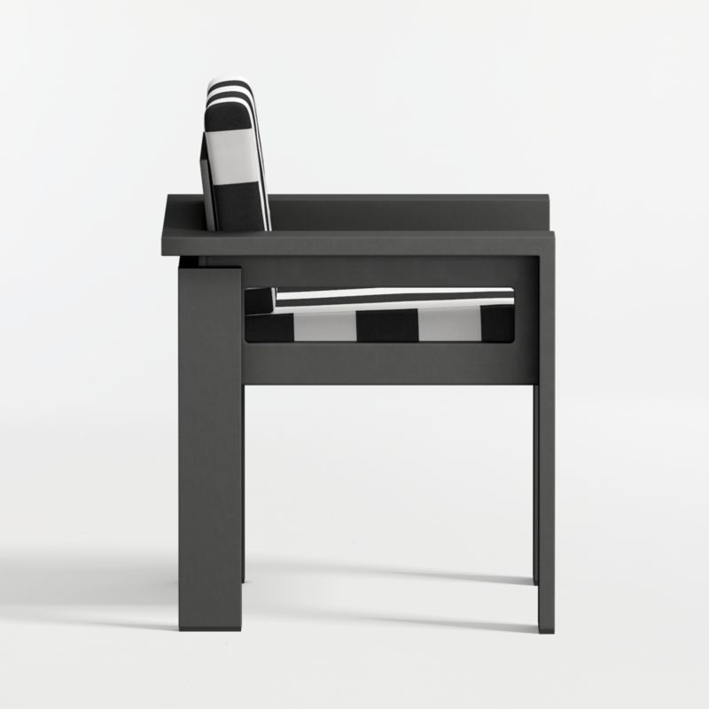 Walker Metal Outdoor Dining Armchair with Black and White Cabana Stripe Sunbrella ® Cushions - image 8 of 10