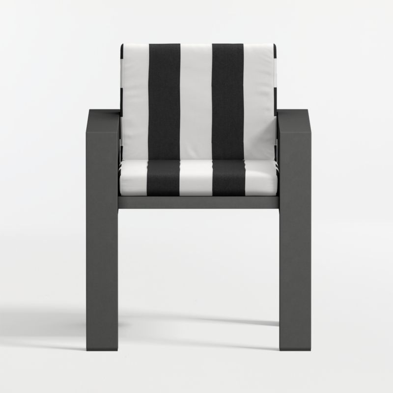 Walker Metal Outdoor Dining Armchair with Black and White Cabana Stripe Sunbrella ® Cushions - image 7 of 10