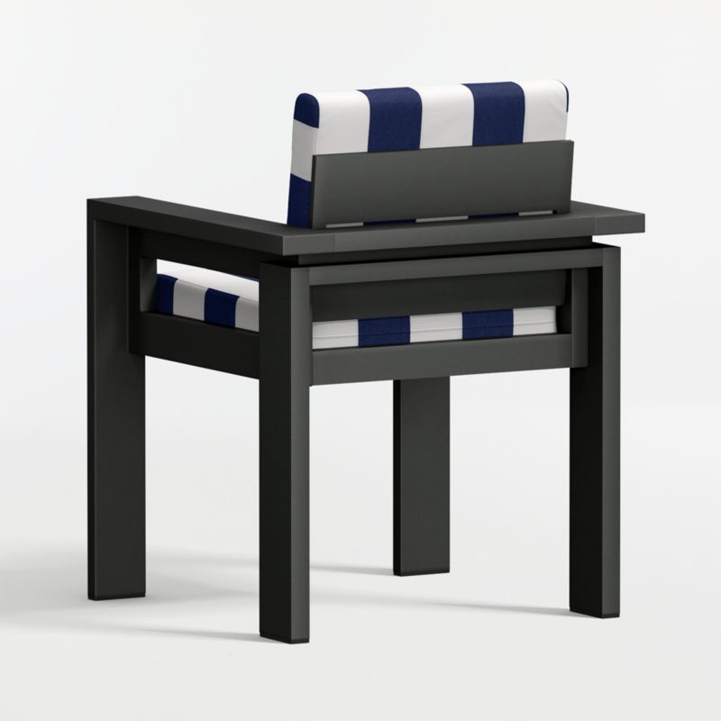 Walker Metal Outdoor Dining Armchair with Navy and White Cabana Stripe Sunbrella ® Cushions - image 10 of 11