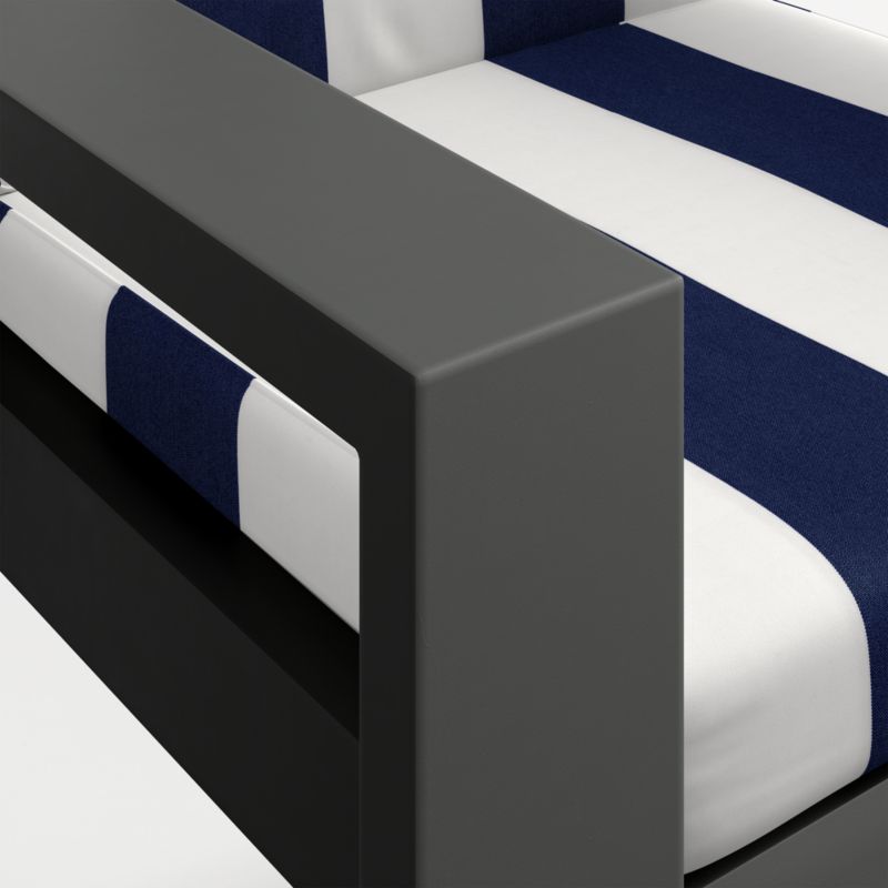 Walker Metal Outdoor Dining Armchair with Navy and White Cabana Stripe Sunbrella ® Cushions - image 11 of 11