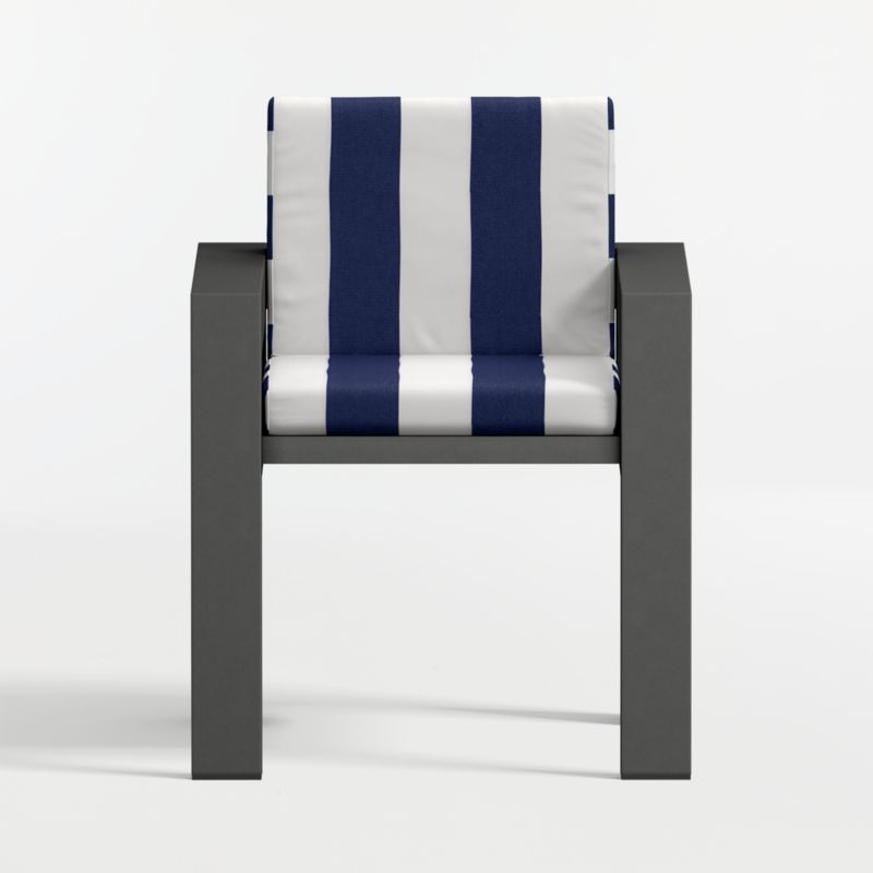 Walker Metal Outdoor Dining Armchair with Navy and White Cabana Stripe Sunbrella ® Cushions - image 8 of 11