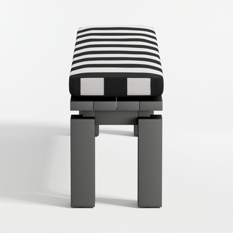 Walker Metal Outdoor Dining Bench with Black and White Cabana Stripe Sunbrella ® Cushion - image 7 of 8
