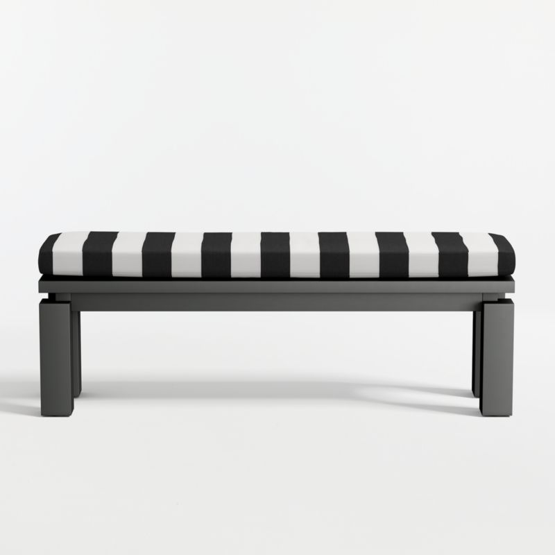 Walker Metal Outdoor Dining Bench with Black and White Cabana Stripe Sunbrella ® Cushion - image 6 of 8