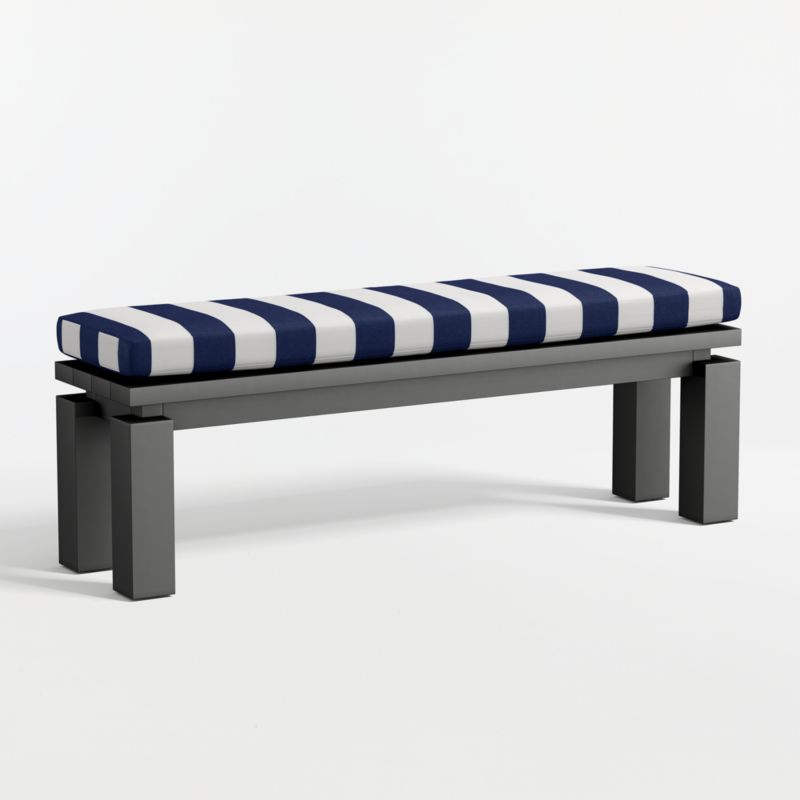 Walker 68" Metal Outdoor Dining Set with Navy and White Cabana Stripe Sunbrella ® Cushions - image 11 of 11