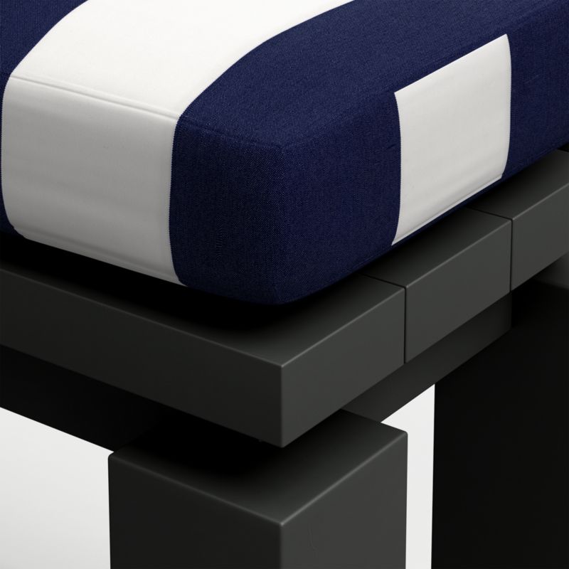 Walker Metal Outdoor Dining Bench with Navy and White Cabana Stripe Sunbrella ® Cushion - image 8 of 8