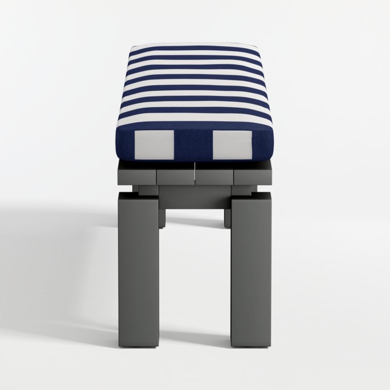 Walker Metal Outdoor Dining Bench with Navy and White Cabana Stripe Sunbrella ® Cushion - image 7 of 8