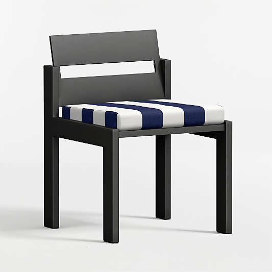 Walker Metal Outdoor Dining Chair with Canvas Navy and White Cabana Stripe Sunbrella ® Cushions