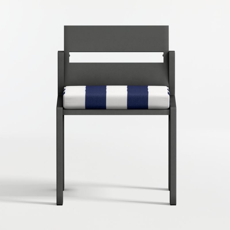Walker Metal Outdoor Dining Chair with Navy and White Cabana Stripe Sunbrella ® Cushions - image 10 of 13