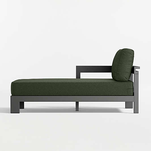 Walker Left-Arm Metal Outdoor Chaise with Cast Sage Sunbrella ® Cushions