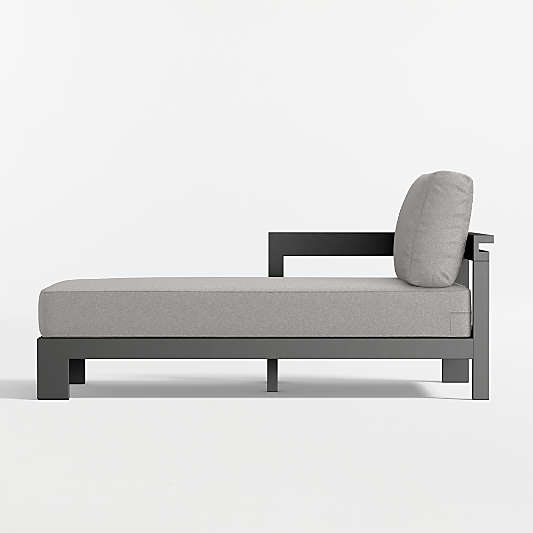 Walker Left-Arm Metal Outdoor Chaise with Cast Silver Sunbrella ® Cushions