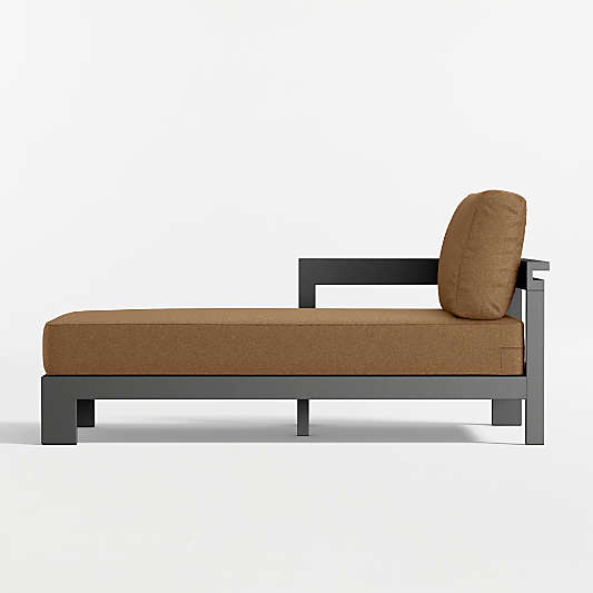 Walker Left-Arm Metal Outdoor Chaise with Cast Teak Sunbrella ® Cushions
