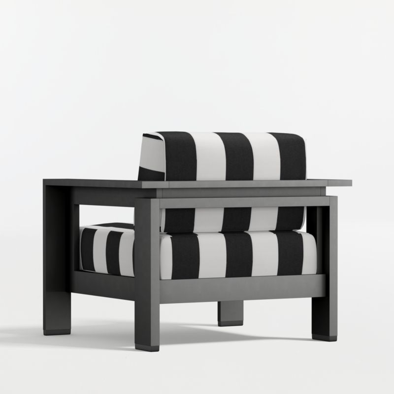 Walker Metal Outdoor Lounge Chair with Black and White Cabana Stripe Sunbrella ® Cushions - image 12 of 12