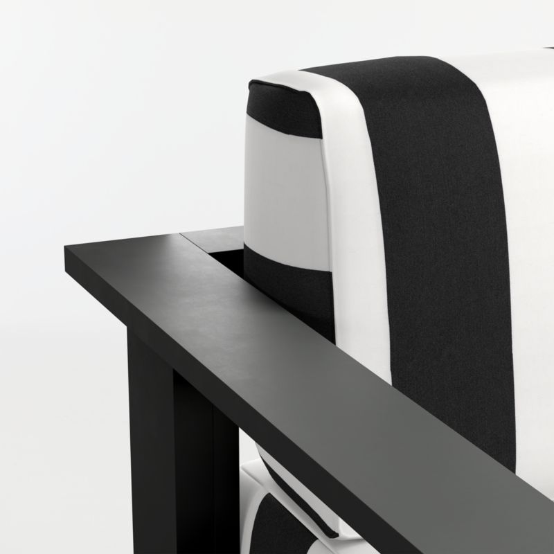 Walker Metal 3-Piece Outdoor Sectional Sofa with Black and White Cabana Stripe Sunbrella ® Cushions