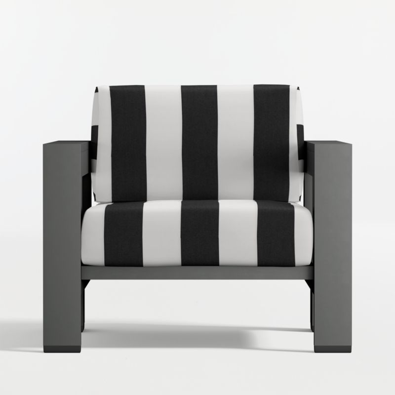 Walker Metal Outdoor Lounge Chair with Black and White Cabana Stripe Sunbrella ® Cushions - image 10 of 12