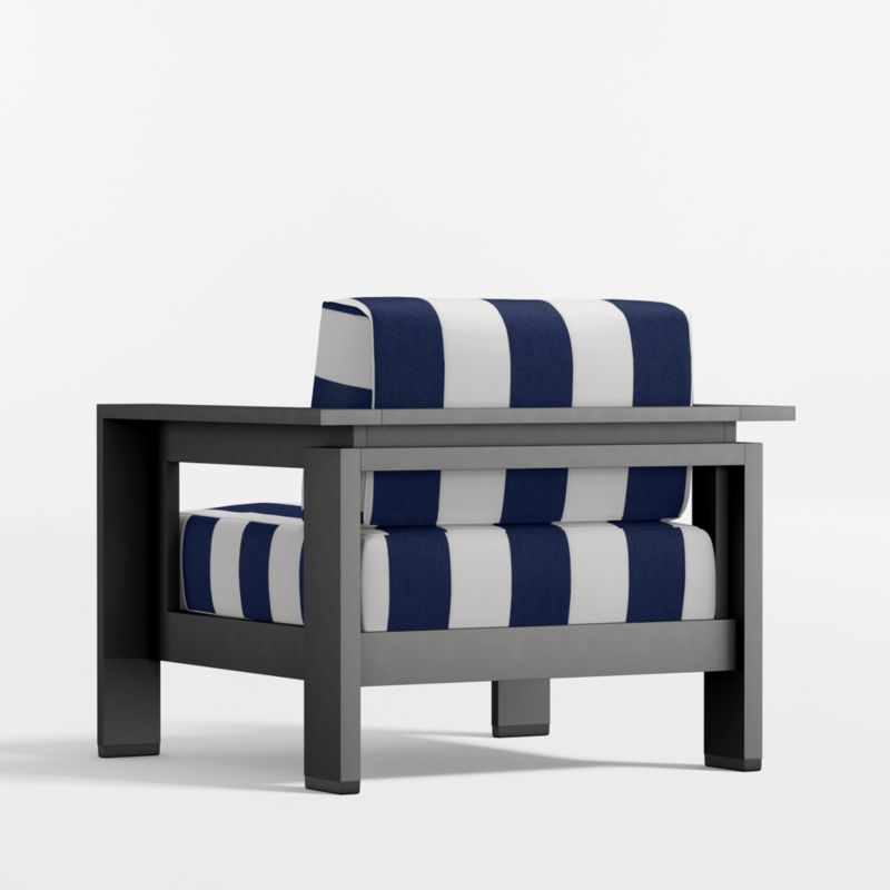Walker Metal Outdoor Lounge Chair with Navy and White Cabana Stripe Sunbrella ® Cushions - image 11 of 11