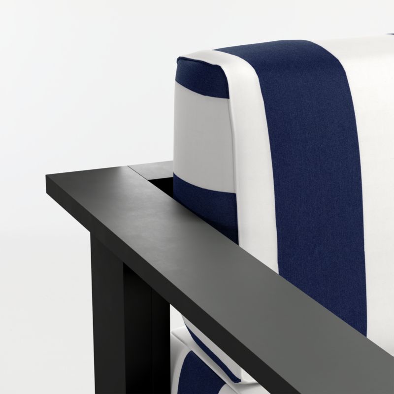 Walker Metal 3-Piece Outdoor Sectional Sofa with Navy and White Cabana Stripe Sunbrella ® Cushions