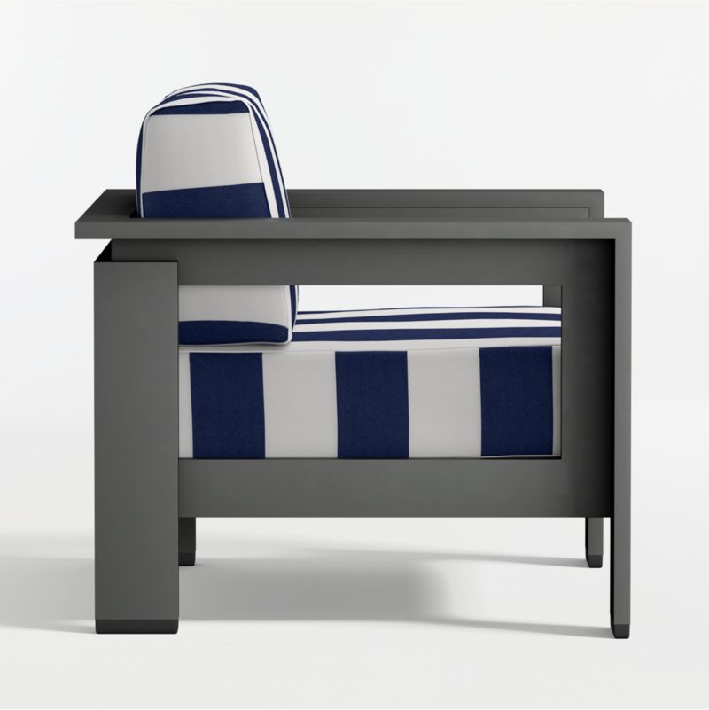 Walker Metal Outdoor Lounge Chair with Navy and White Cabana Stripe Sunbrella ® Cushions - image 10 of 11