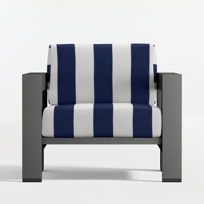 Walker Metal Outdoor Lounge Chair with Navy and White Cabana Stripe Sunbrella ® Cushions - image 9 of 11