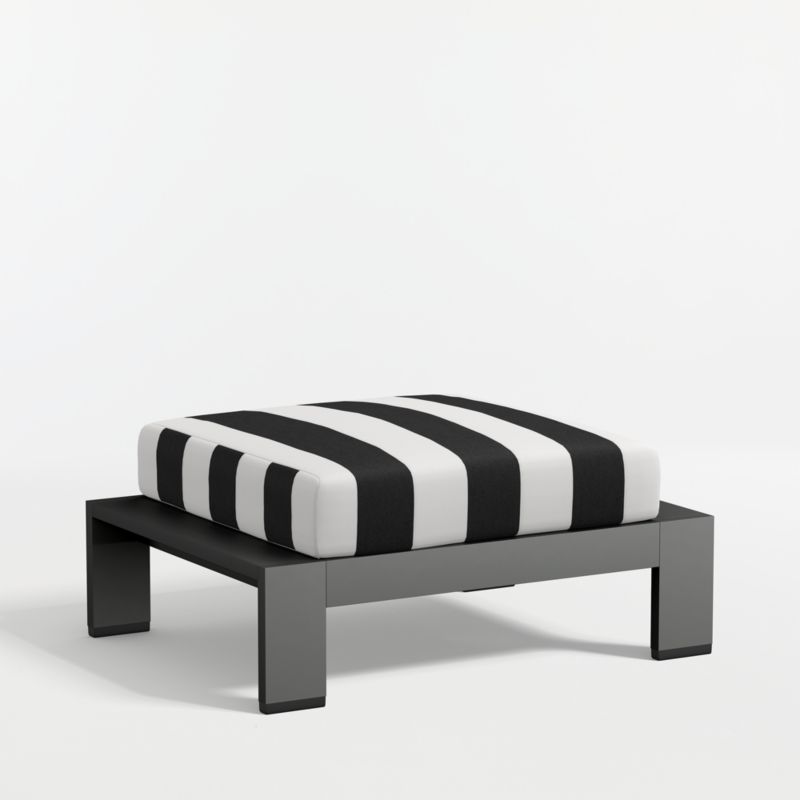 Walker Metal Outdoor Ottoman with Black and White Cabana Stripe Sunbrella ® Cushion - image 7 of 8
