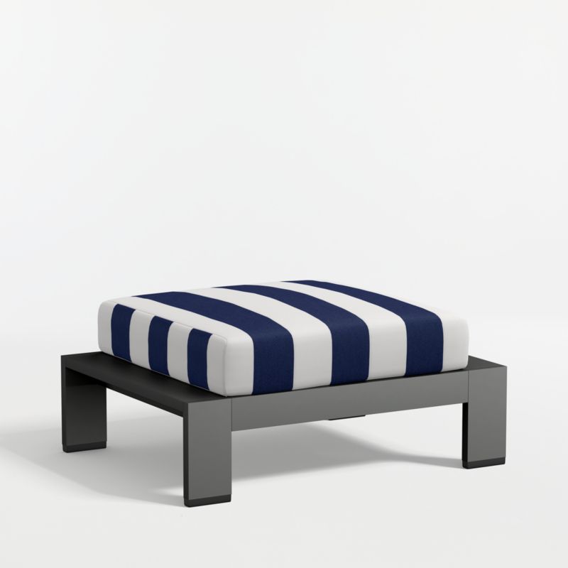 Walker Metal Outdoor Outdoor Ottoman with Navy and White Cabana Stripe Sunbrella ® Cushion - image 7 of 8