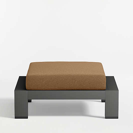 Walker Metal Outdoor Ottoman with Cast Teak Sunbrella ® Cushion
