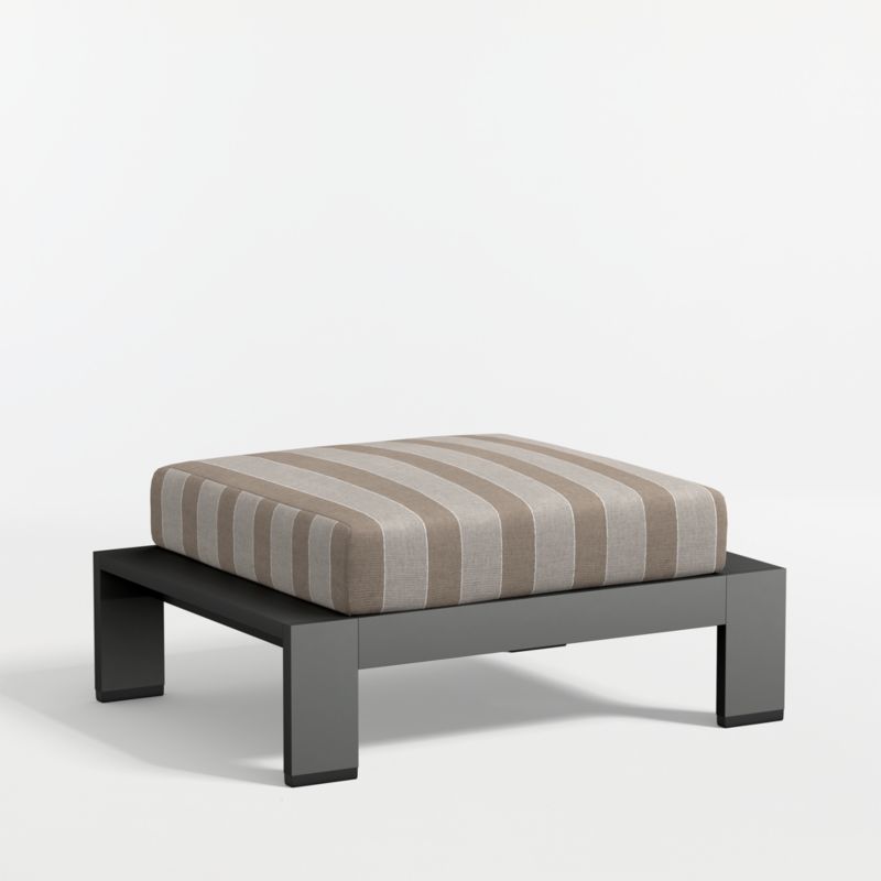 Walker Metal Outdoor Ottoman with Range Dune Stripe Sunbrella ® Cushion - image 7 of 8