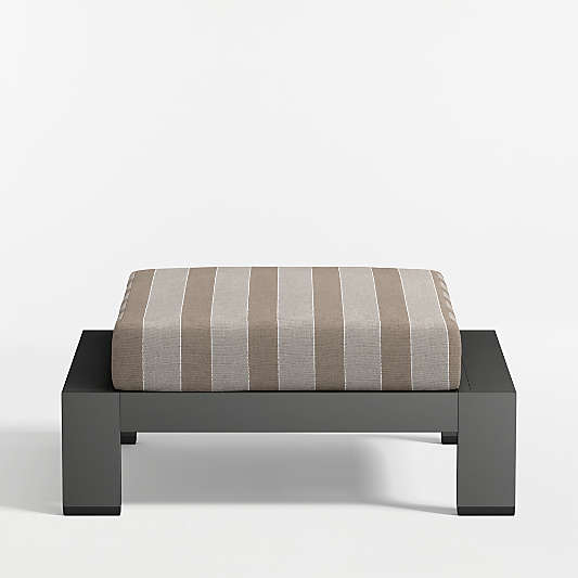 Walker Metal Outdoor Ottoman with Canvas Range Dune Stripe Sunbrella ® Cushion