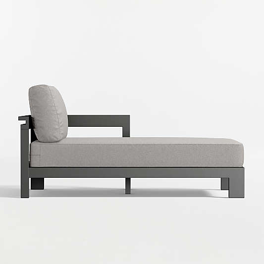 Walker Right-Arm Metal Outdoor Chaise with Cast Silver Sunbrella ® Cushions
