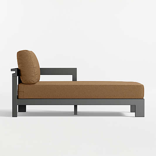 Walker Right-Arm Metal Outdoor Chaise with Cast Teak Sunbrella ® Cushions